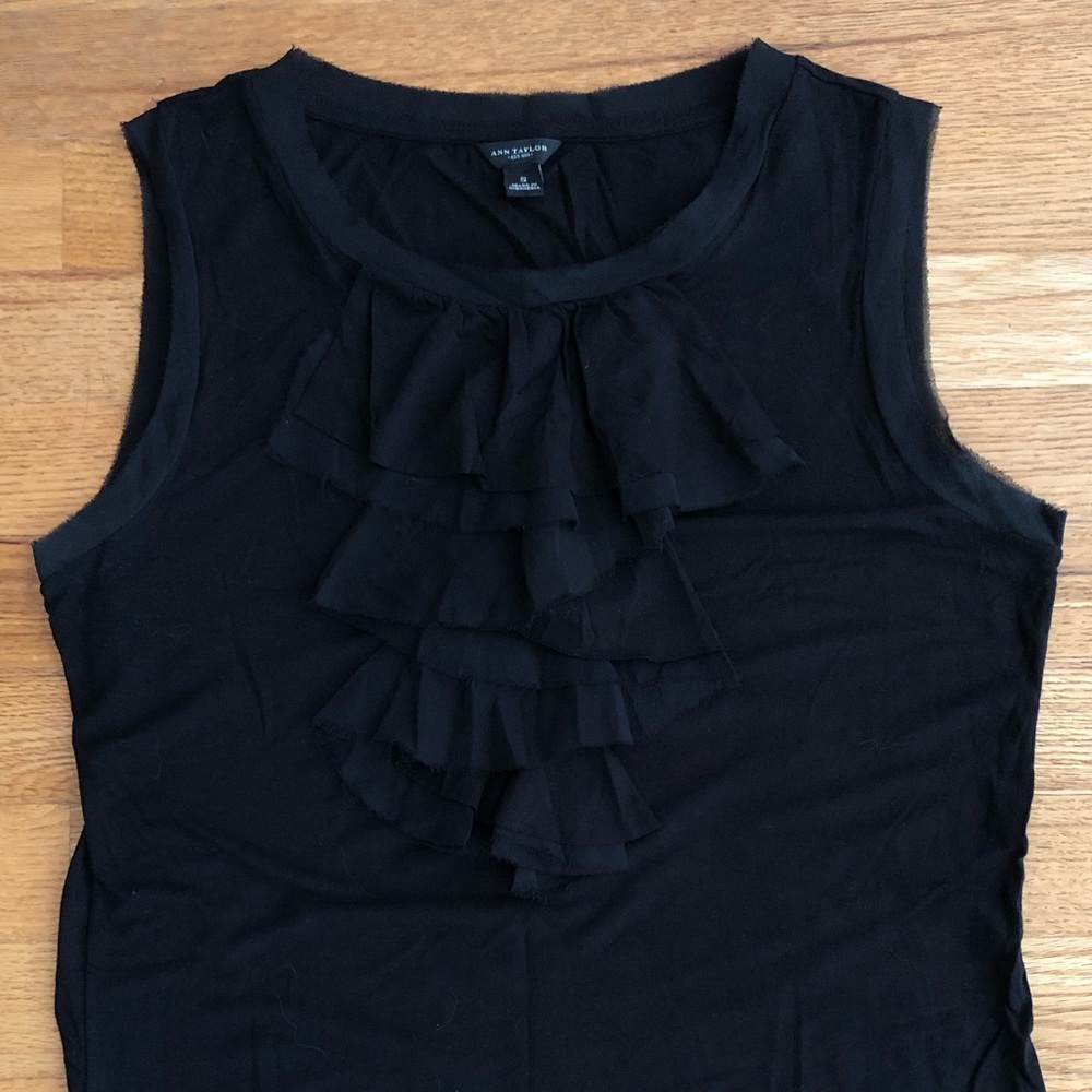 Ann Taylor Black Ruffle Tank Top